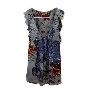 Stitch Fix West Kei floral Blouse Gray Silver PXL